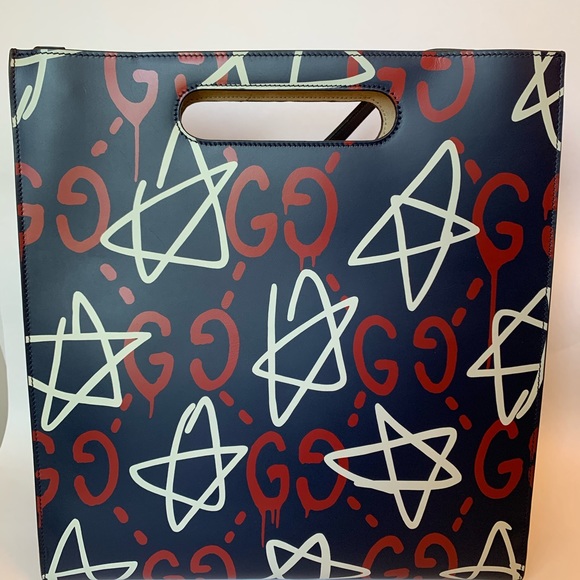 Gucci Ghost Stars Navy Graffiti Tote - Picture 3 of 9